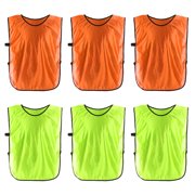 Uxcell Soccer Pinnies Training Vest 25 x 17 Inch Team Practice Pinnies Jersey Orange/Fluorescent Green 6 Pack
