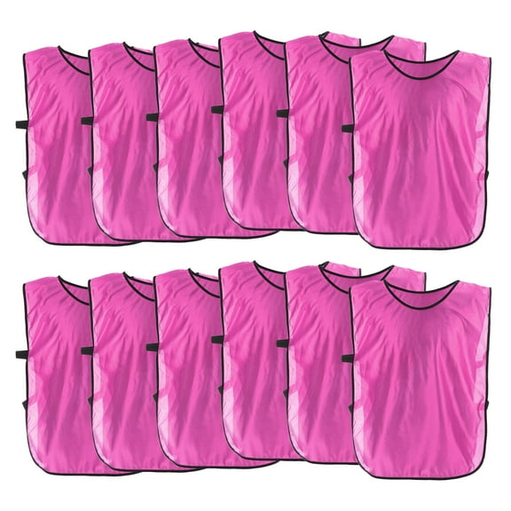 Uxcell Soccer Pinnies Training Vest 27 x 18 Inch Team Practice Pinnies Jersey Pink 12 Pack
