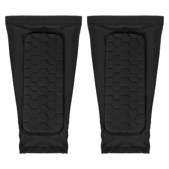 Uxcell Soccer Shin Guards, Shin Pads Calf Protective Gear Lightweight Breathable Compression Sleeve with Hexagonal Pads Black XS
