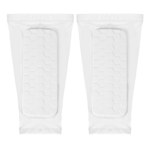 Uxcell Soccer Shin Guards, Shin Pads Calf Protective Gear Lightweight Breathable Compression Sleeve with Hexagonal Pads White XS