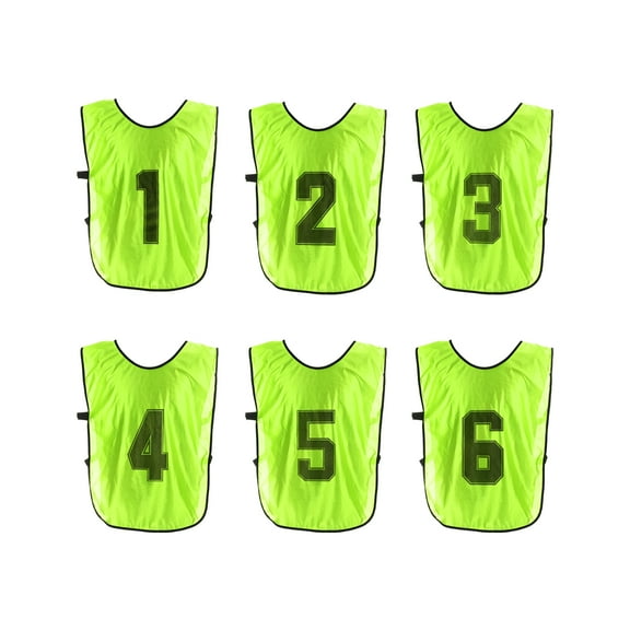 Uxcell Soccer Training Vest, Team Sports Pinnies Reversible Numbered Jerseys Fluorescent Green 18 in
