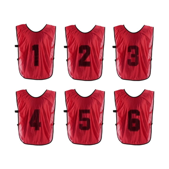 Uxcell Soccer Training Vest, Team Sports Pinnies Reversible Numbered Jerseys Red 21 in