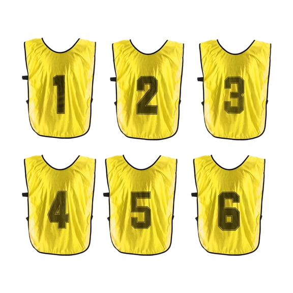 Uxcell Soccer Training Vest, Team Sports Pinnies Reversible Numbered Jerseys Yellow 27 in
