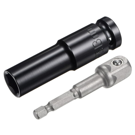 Uxcell Socket Accessory Set, 13mm Deep Socket 1/4" Hex Shank Impact Adapter with 1/2" Drive