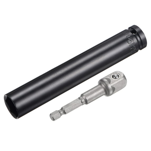 Uxcell Socket Accessory Set, 19mm Lengthen Deep Socket 1/4" Hex Shank Impact Adapter with 1/2" Drive