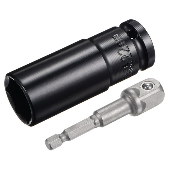 Uxcell Socket Accessory Set, 22mm Deep Socket 1/4" Hex Shank Impact Adapter with 1/2" Drive