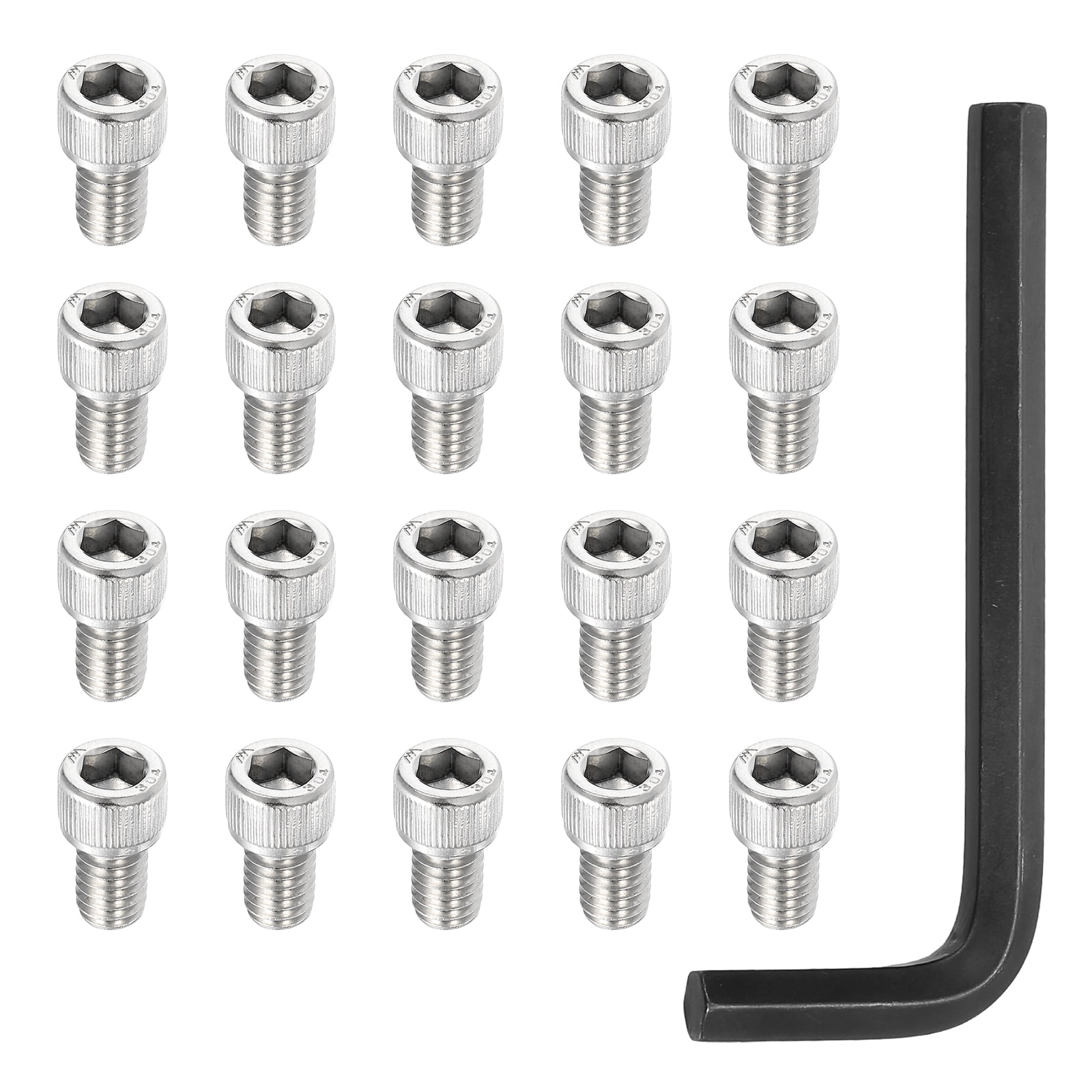 Uxcell Socket Head Screws Cap Bolt, 304 Stainless Steel Hexagon Socket Screws Silver/Black 1/2"-18 x 1/2" 20