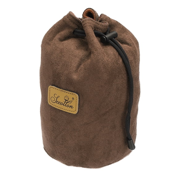 Uxcell Soft Camera Pouch, S Size Flannel Camera Lens Case, Brown (Round)