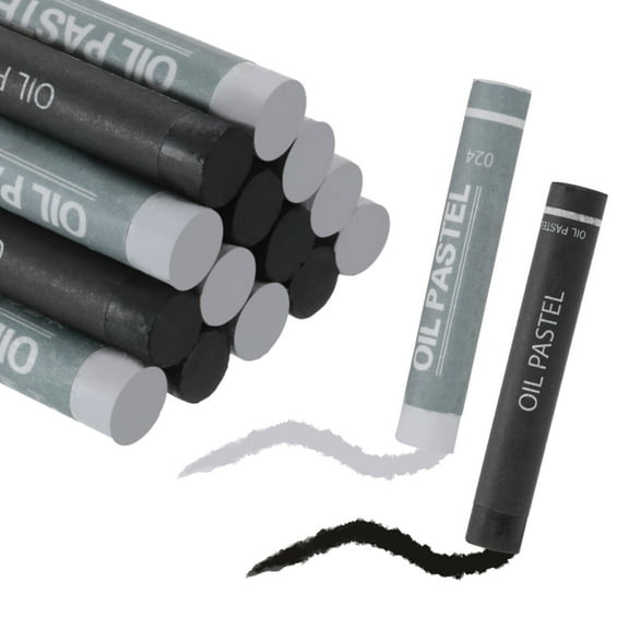 Uxcell Soft Oil Pastels, Oil Pastel Crayons Vibrant Color Blendable Art Supplies for Painting Drawing Blending Painting Artists Beginners Professional(Black Light Gray, Pack of 36)