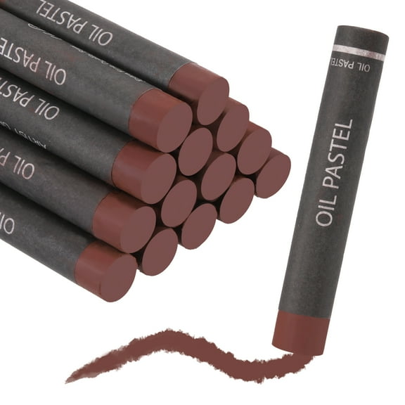 Uxcell Soft Oil Pastels, Oil Pastel Crayons Vibrant Color Blendable Art Supplies for Painting Drawing Blending Painting Artists Beginners Professional(Dark Brown, Pack of 16)