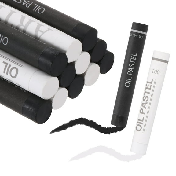 Uxcell Soft Oil Pastels, Oil Pastel Crayons Vibrant Color Blendable Art Supplies for Painting Drawing Blending Painting Artists Beginners Professional(White Black, Pack of 12)