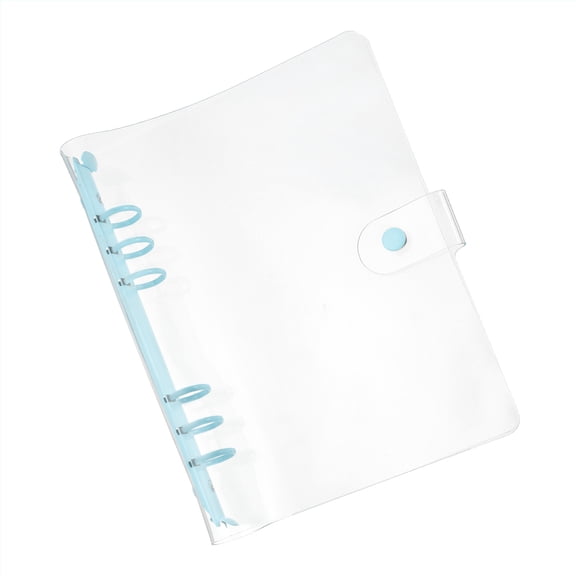 Uxcell Soft A5 Clear Binder Cover with Snap Button Closure 6 Ring, Blue