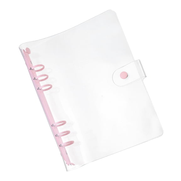 Uxcell Soft A5 Clear Binder Cover with Snap Button Closure 6 Ring, Pink