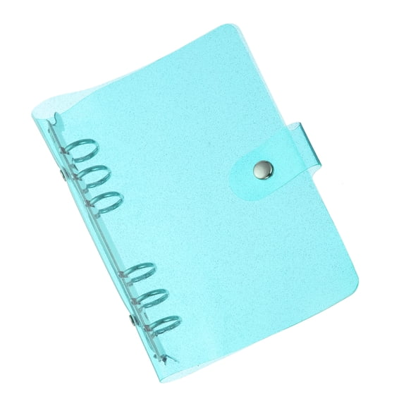 Uxcell A6 Bling Clear Binder Cover with Snap Button Closure, Blue