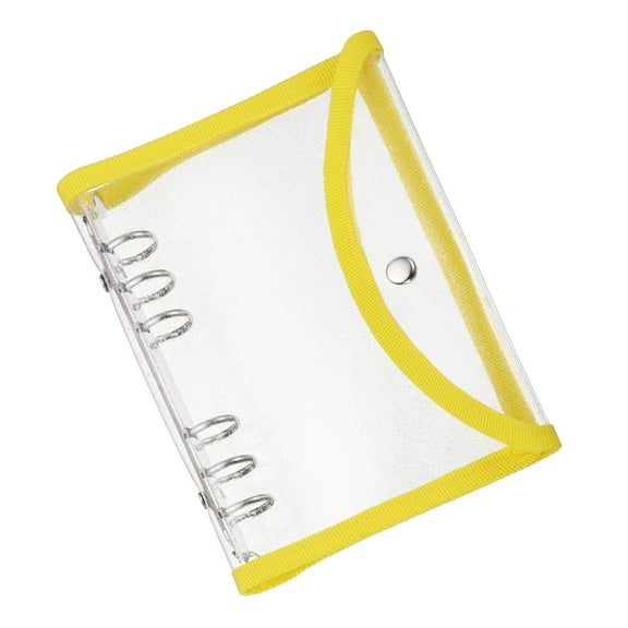 Uxcell A6 Bling Clear Binder Covers with Snap Button Closure, Yellow