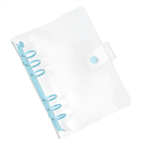 Uxcell Soft A6 Clear Binder Cover with Snap Button Closure 6 Ring, Blue