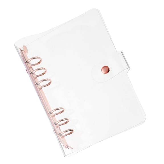 Uxcell A6 Clear Binder Cover with Snap Button Closure 6 Ring, Rose Gold