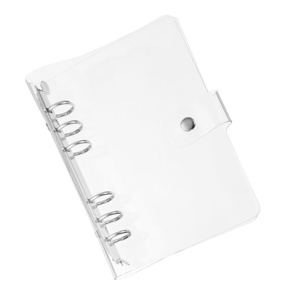 Uxcell Soft A6 Clear Binder Cover with Snap Button Closure 6 Ring, Silver Tone