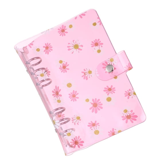 Uxcell Soft A6 Flower Clear Binder Cover with Snap Button Closure,Pink