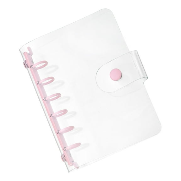 Uxcell Soft A7 Clear Binder Cover with Snap Button Closure 6 Ring, Pink