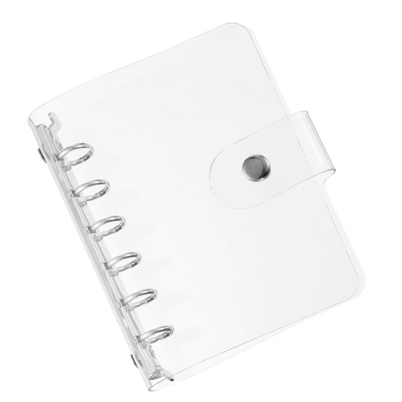 Uxcell Soft A7 Clear Binder Cover with Snap Button Closure 6 Ring, Silver Tone