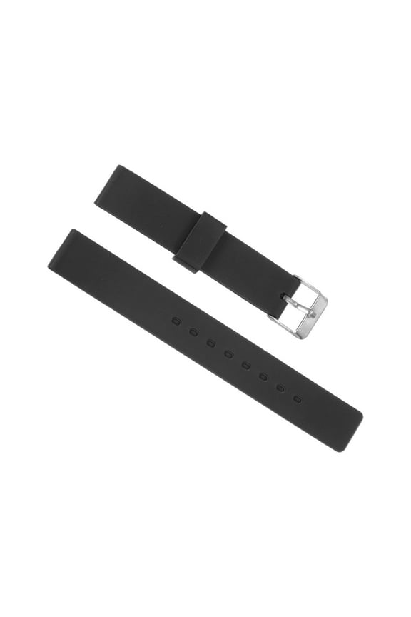 Soft Rubber Watch Band 16mm Width Replacement Silicone Watch Strap, Black