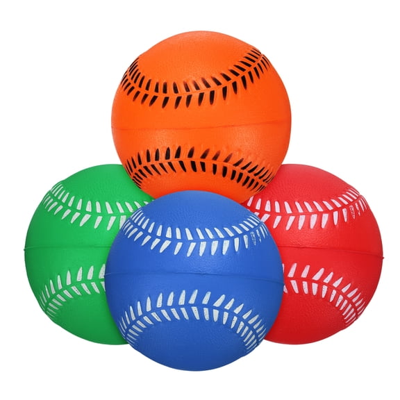 Uxcell Soft Sponge Foam Baseballs, PU Solid Baseballs Training Practice Ball 9" & 4 Pack & Orange/Blue/Red/Green-Fitting for (Daily Practice/Fun Sports/Competition)