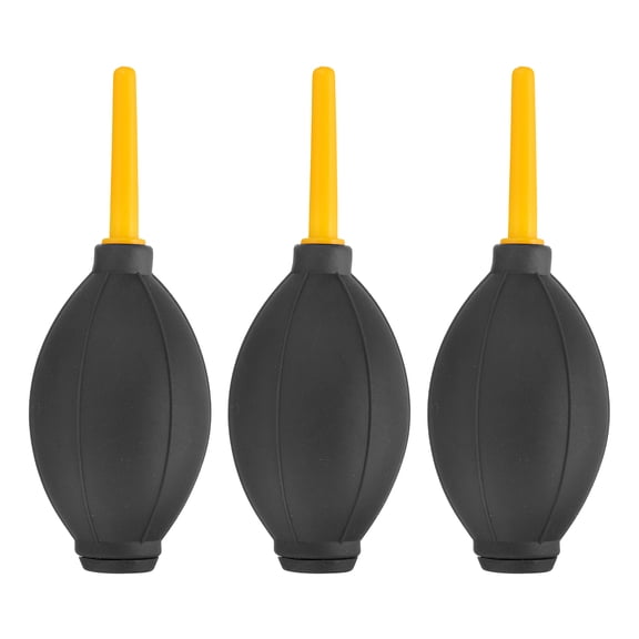 Uxcell Soft Tip Air Blower Dust Blaster, 3 Pcs Rubber Bulb Air Pump Dust Blower Cleaner Cameras Lens Cleaning Tool with Long Nozzle for Camera Lens Computer Keyboard, Black/Yellow