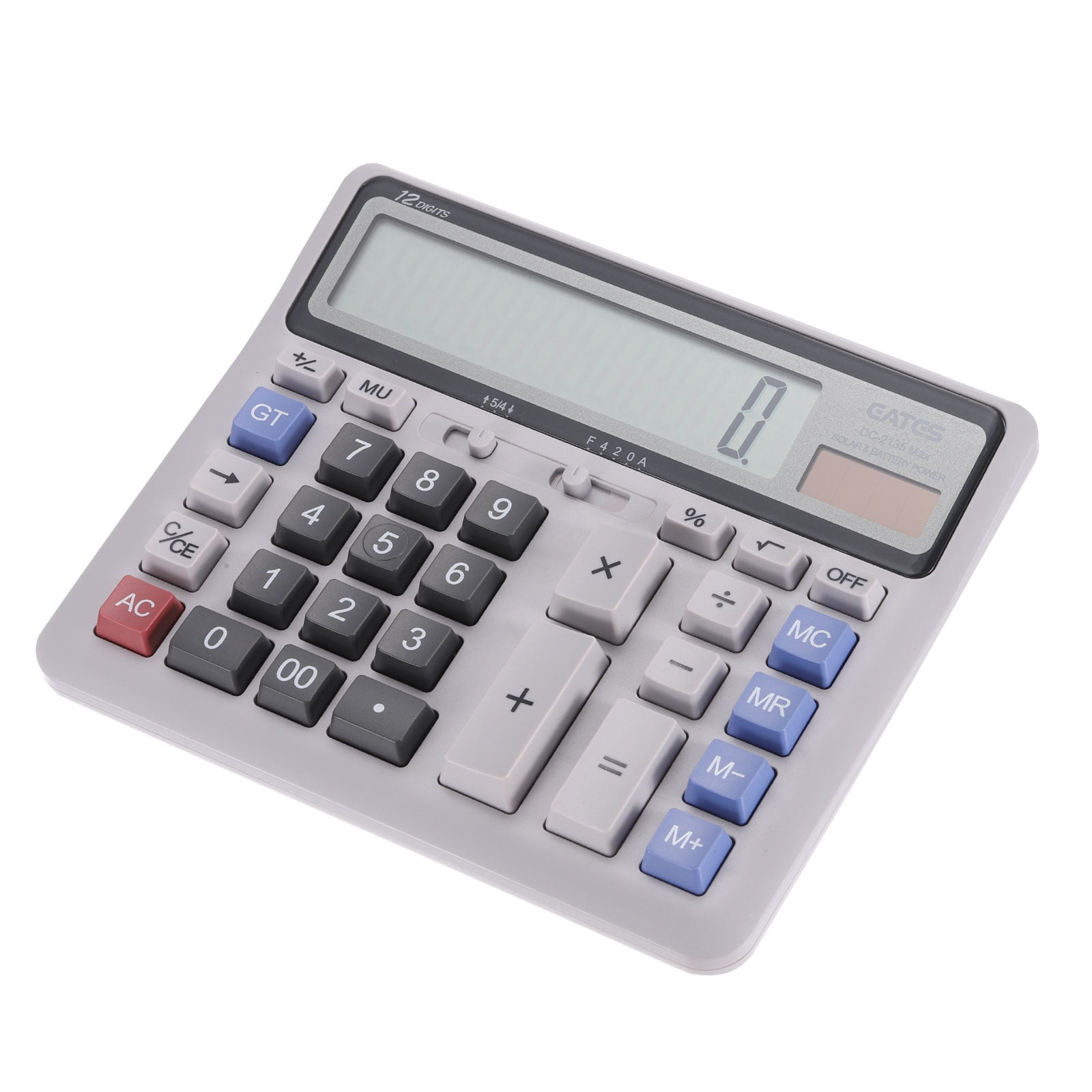 Uxcell Solar Battery Dual Powered 12 Digit Desk Calculator Electronic Calculator, Grey