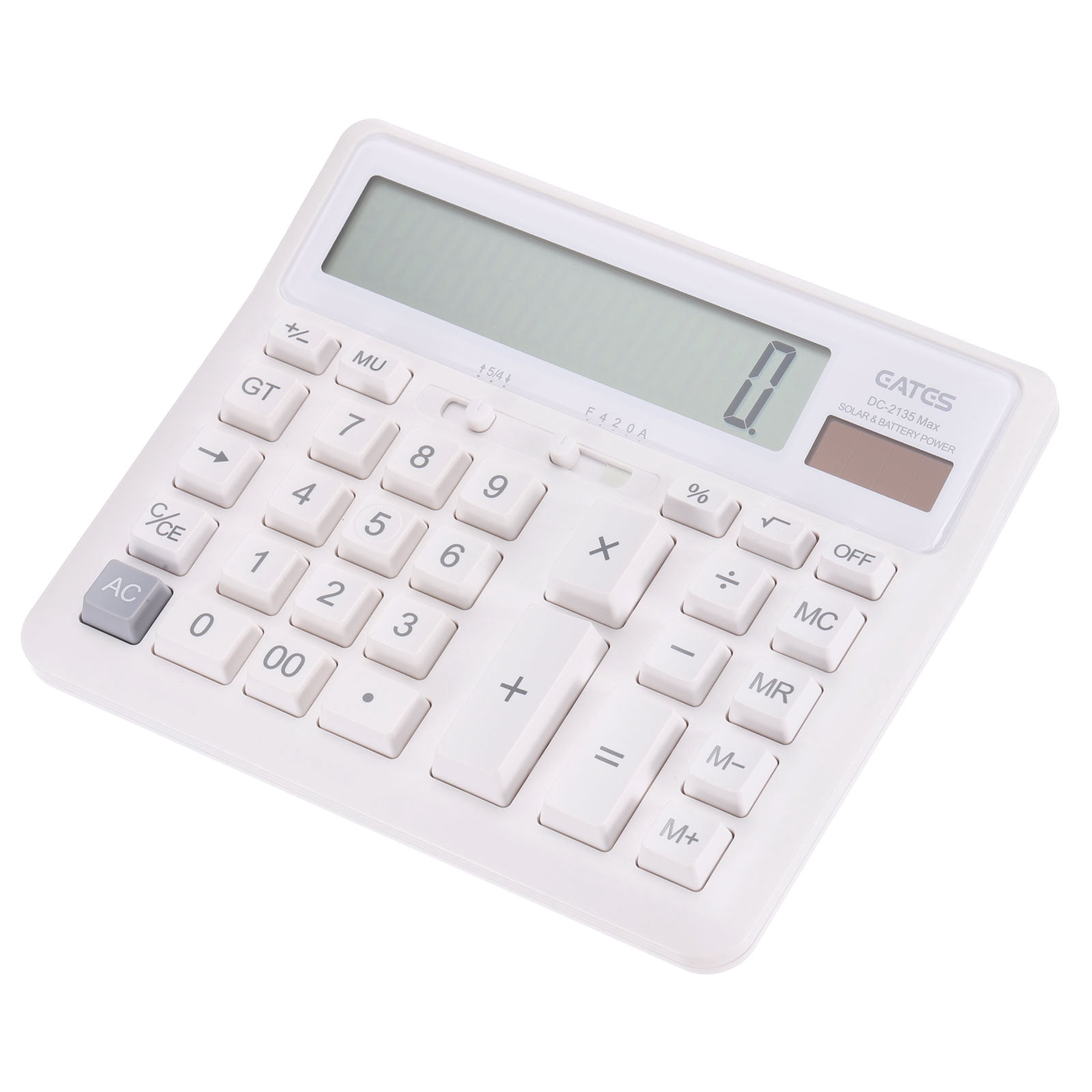 Uxcell Solar Battery Dual Powered 12 Digit Desk Calculator Electronic Calculator, White