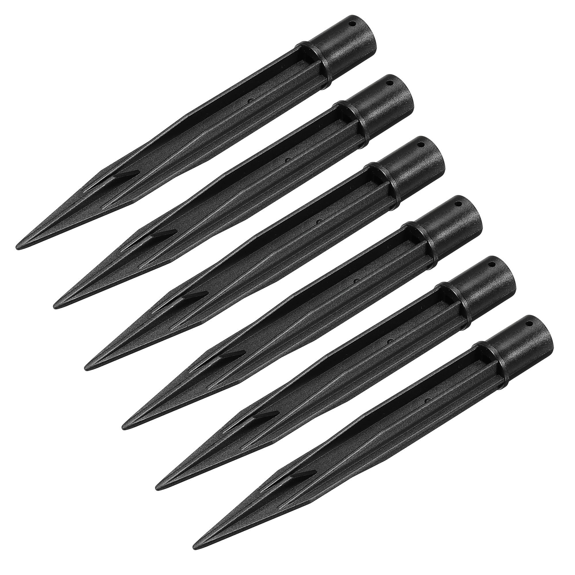 Uxcell Solar Light Spikes, 150mm Ground Stakes for Garden Pathway Landscape Lamps, ABS Plastic Black, Pack of 6