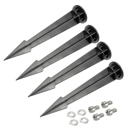 Uxcell Solar Light Spikes,43x210mm Threaded M5 Ground Stakes for Garden Pathway Landscape Lamps, ABS Plastic, Pack of 4
