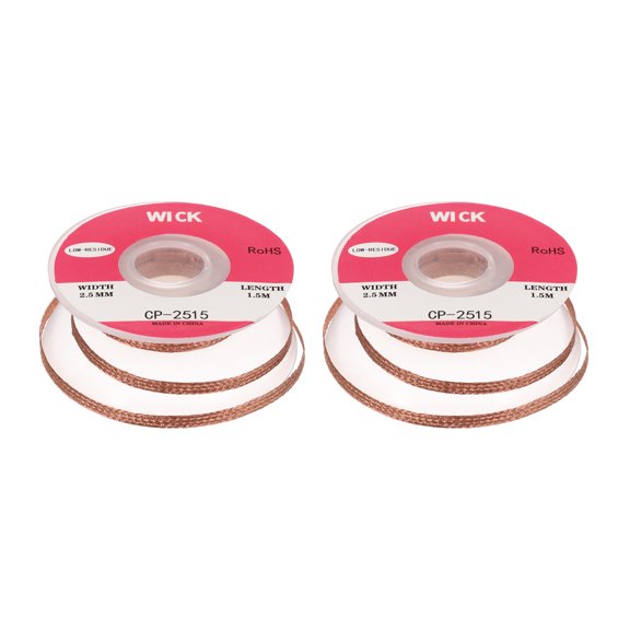 Uxcell Solder Wick Braid No-Clean Desoldering Wick Braid for Remove the Solder Electrical Components 0.1 Inch x 5 Feet