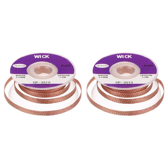 Uxcell Solder Wick Braid No-Clean Desoldering Wick Braid for Remove the Solder Electrical Components 0.14 Inch x 5 Feet