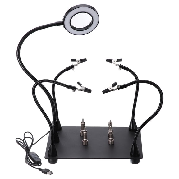 Uxcell Soldering Helping Hands, Third Hand Solder Tool with 3X Magnifying Glass, 4 Rotatable Alligator Clips and Magnetic Square Base Stand for PCB Electronics Repair