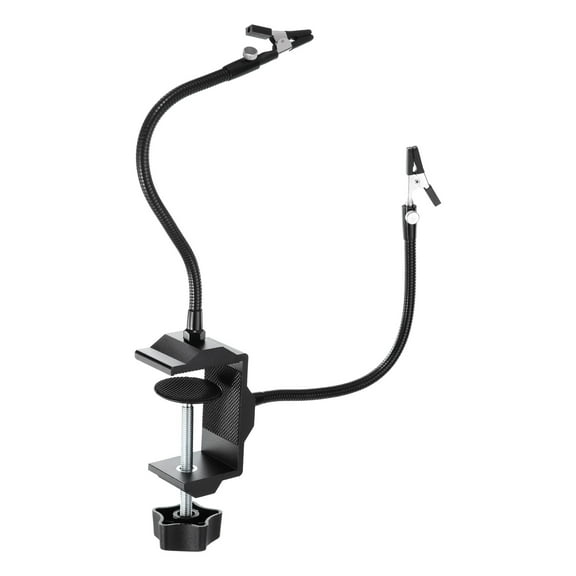 Uxcell Soldering Helping Hands, Third Hand Solder Tool Clamp Stand with Flexible Arms 2 Rotatable Alligator Clip , Black 10"