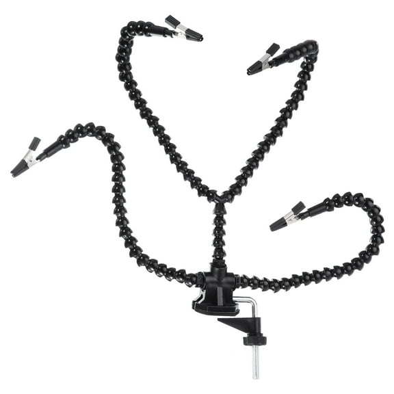 Uxcell Soldering Helping Hands, Third Hand Solder Tool Clamp Stand with Flexible Arms 4 Rotatable Alligator Clip, Black, 11"