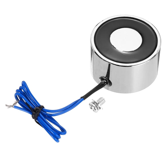 Uxcell Solenoid Electromagnet DC 12V 6W 132LB/60Kg Round Electric Magnet Electric Lifting Magnet 50x30mm