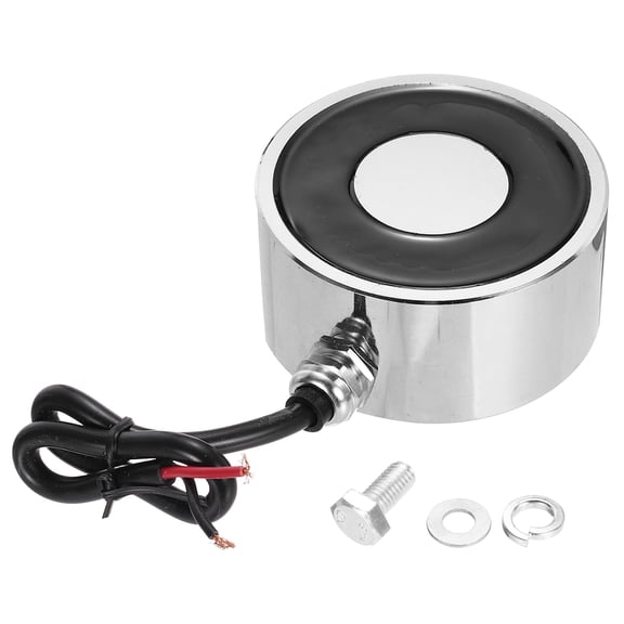 Uxcell Solenoid Electromagnet DC 24V 11W 264LB/60Kg Round Electric Magnet Electric Lifting Magnet 80x38mm