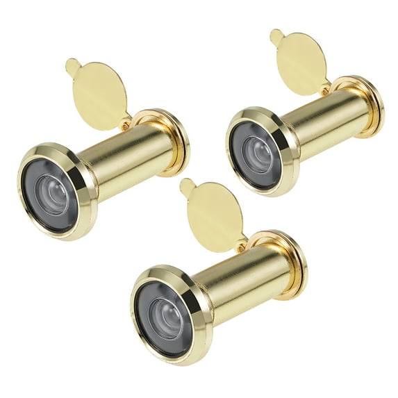 Uxcell Solid 200 Degree Door Viewer Peephole with Cover for Thick Doors Part Brass Gold Tone 3pcs