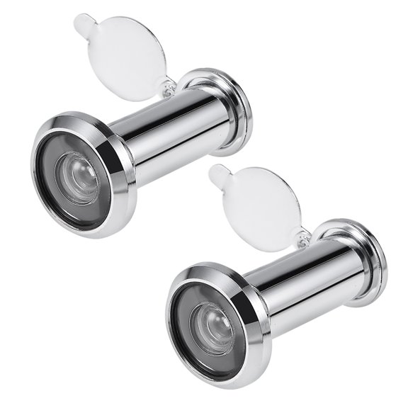 Uxcell Solid 200 Degree Door Viewer Peephole with Cover for Thick Doors Part Brass Silver Tone 2pcs