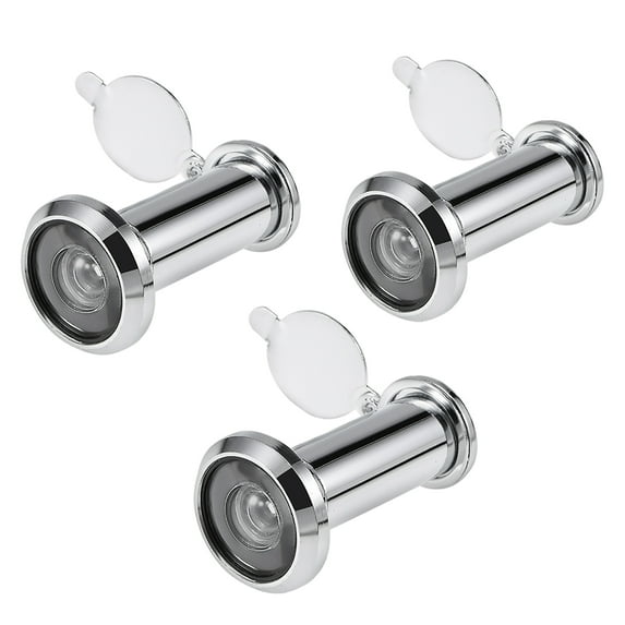 Uxcell Solid 200 Degree Door Viewer Peephole with Cover for Thick Doors Part Brass Silver Tone 3pcs