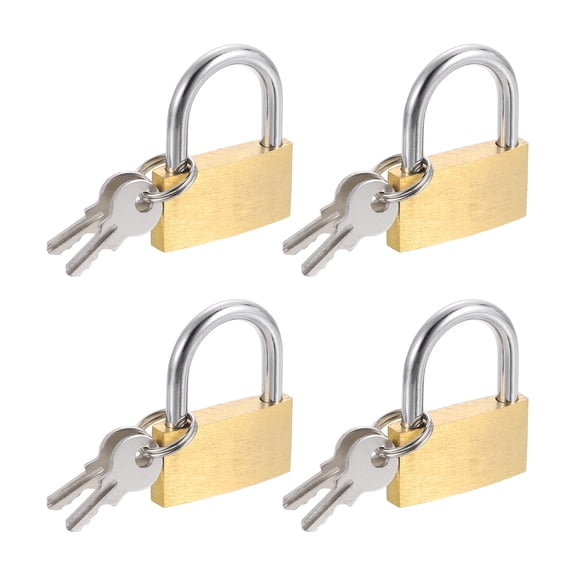Uxcell Solid Brass Padlock with Keys, 4 Pcs 3/4" Wide Body Waterproof Rustproof Keyed Locks for Storage Unit Sheds Garages Fence Gym Locker