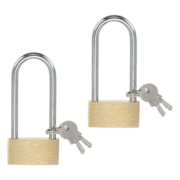Uxcell Solid Brass Padlocks Keyed Alike Long Shackle Lock Padlock with Keys Weatherproof 2.7"