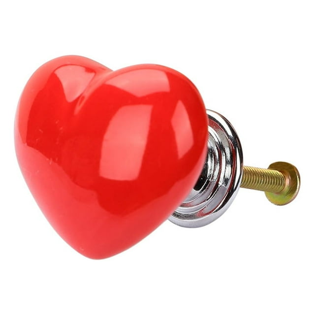 Uxcell Solid Ceramic Knob Heart Shaped Drawer Knob Pull Handle Cupboard Wardrobe Red