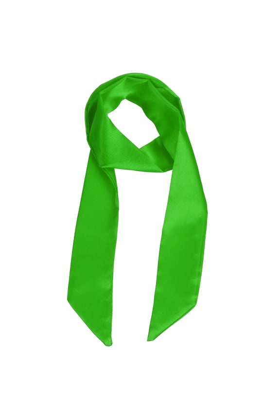 Solid Long Neckerchief, Stylish Ribbon Skinny Pure Neck Scarf Silk Necktie Ribbon Women Headband Tie 40" & Bright Green - Fit For(Handbag/Wrap/Hair Scarves/Belt Decor
