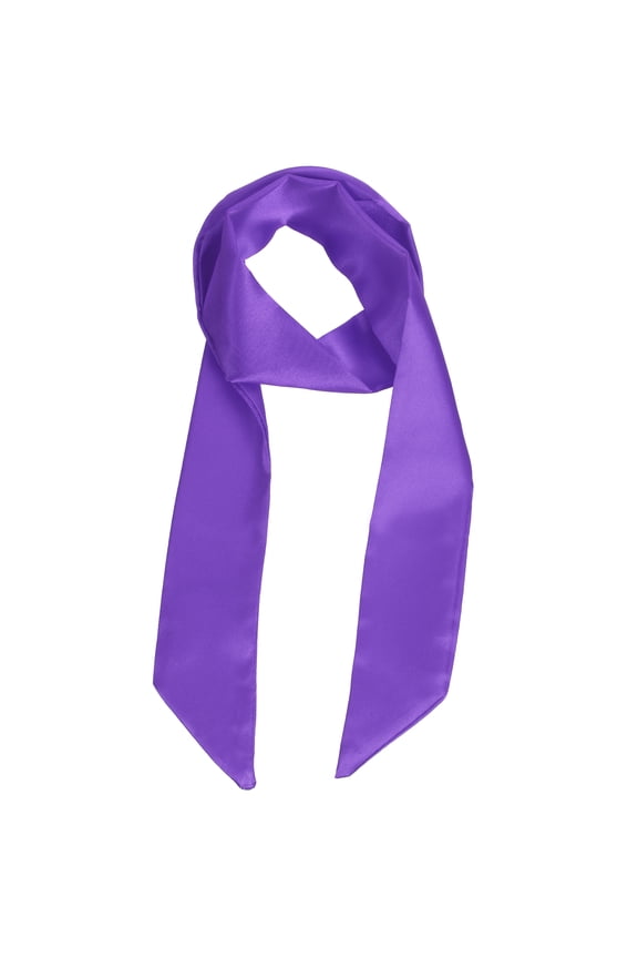Solid Long Neckerchief, Stylish Ribbon Skinny Pure Neck Scarf Silk Necktie Ribbon Women Headband Tie 40" & Deep Purple - Fit For(Handbag/Wrap/Hair Scarves/Belt Decor