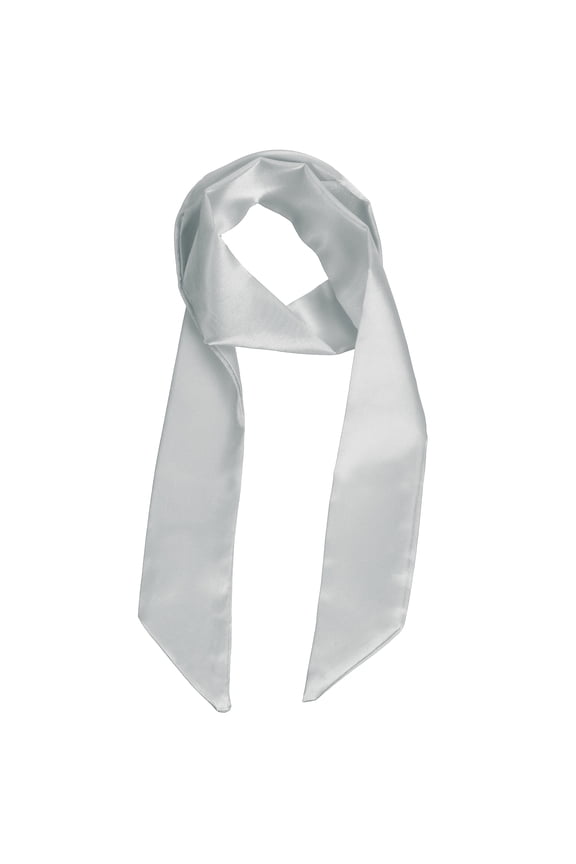 Solid Long Neckerchief, Stylish Ribbon Skinny Pure Neck Scarf Silk Necktie Ribbon Women Headband Tie 40" & Gray - Fit For(Handbag/Wrap/Hair Scarves/Belt Decor