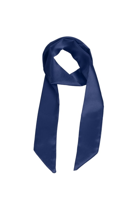 Solid Long Neckerchief, Stylish Ribbon Skinny Pure Neck Scarf Silk Necktie Ribbon Women Headband Tie 40" & Navy Blue - Fit For(Handbag/Wrap/Hair Scarves/Belt Decor