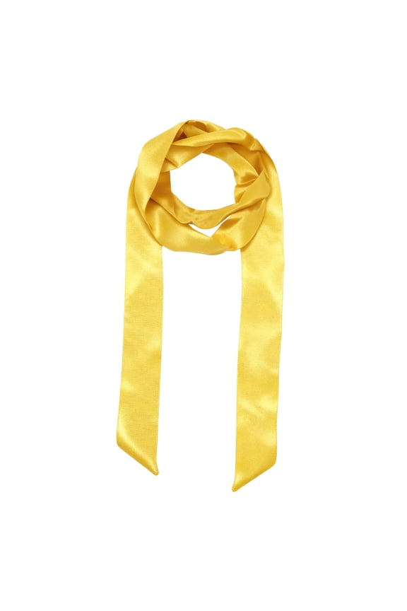 Solid Long Neckerchief, Stylish Ribbon Skinny Pure Neck Scarf Silk Necktie Ribbon Women Headband Tie 40" & Yellow - Fit For(Handbag/Wrap/Hair Scarves/Belt Decor